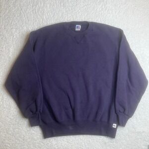 Vintage Russell athletic men's purple crew neck sweatshirt USA made 90s‎ L